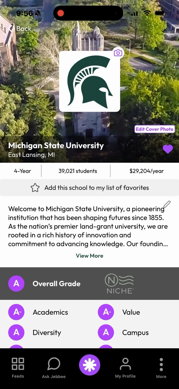 SchoolMatch school page for Michigan State University